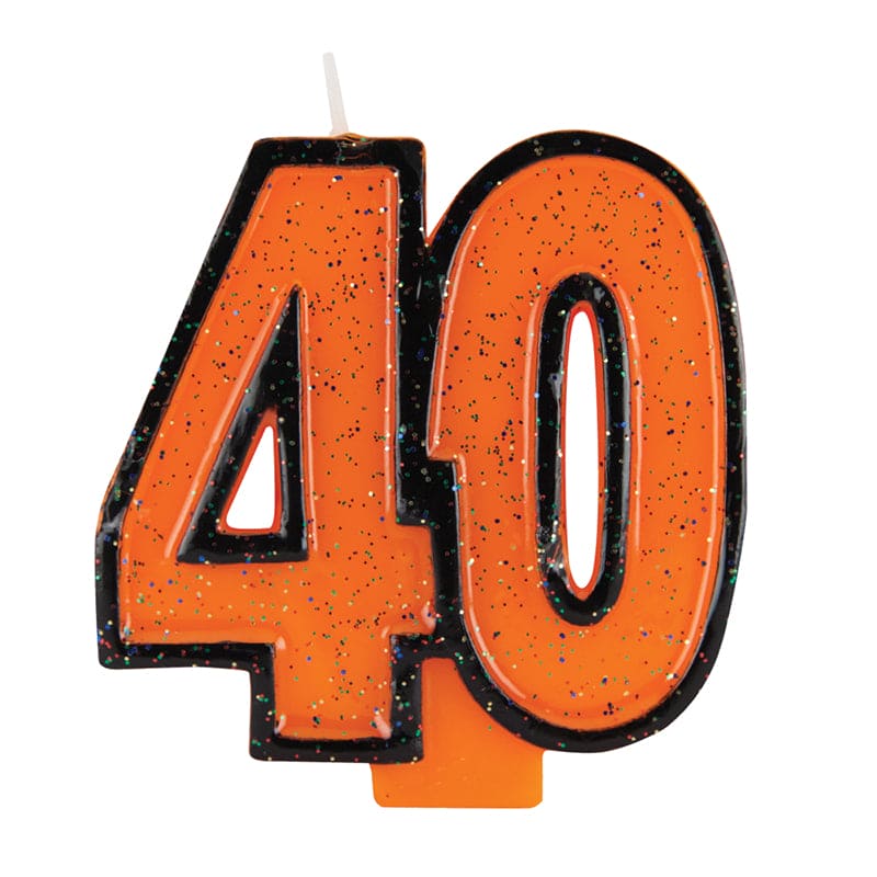 40th Glitter Candle Orange