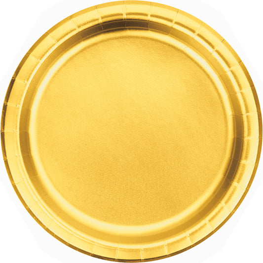 Gold Foil 9in Round Dinner Plates 8ct