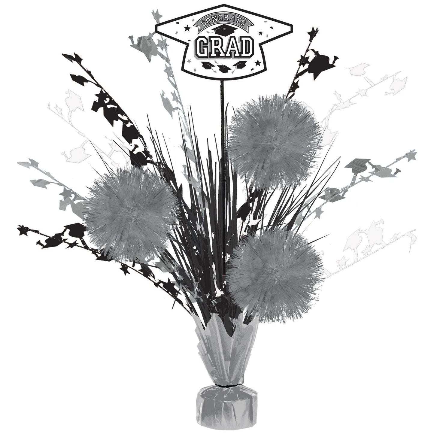 Grad Tinsel Burst Centerpiece - White 18in