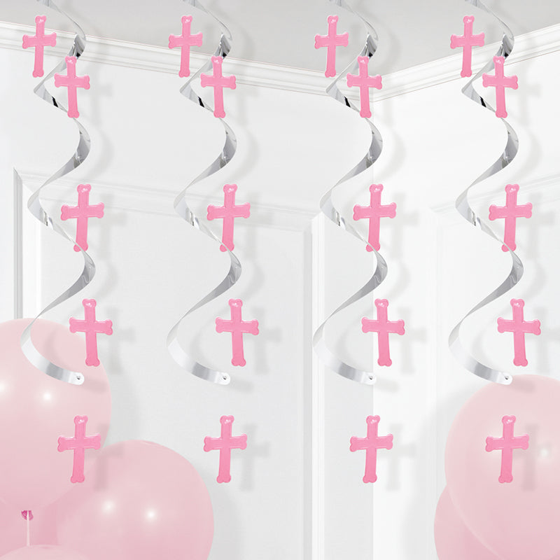 Crosses Pink/Silver Danglers