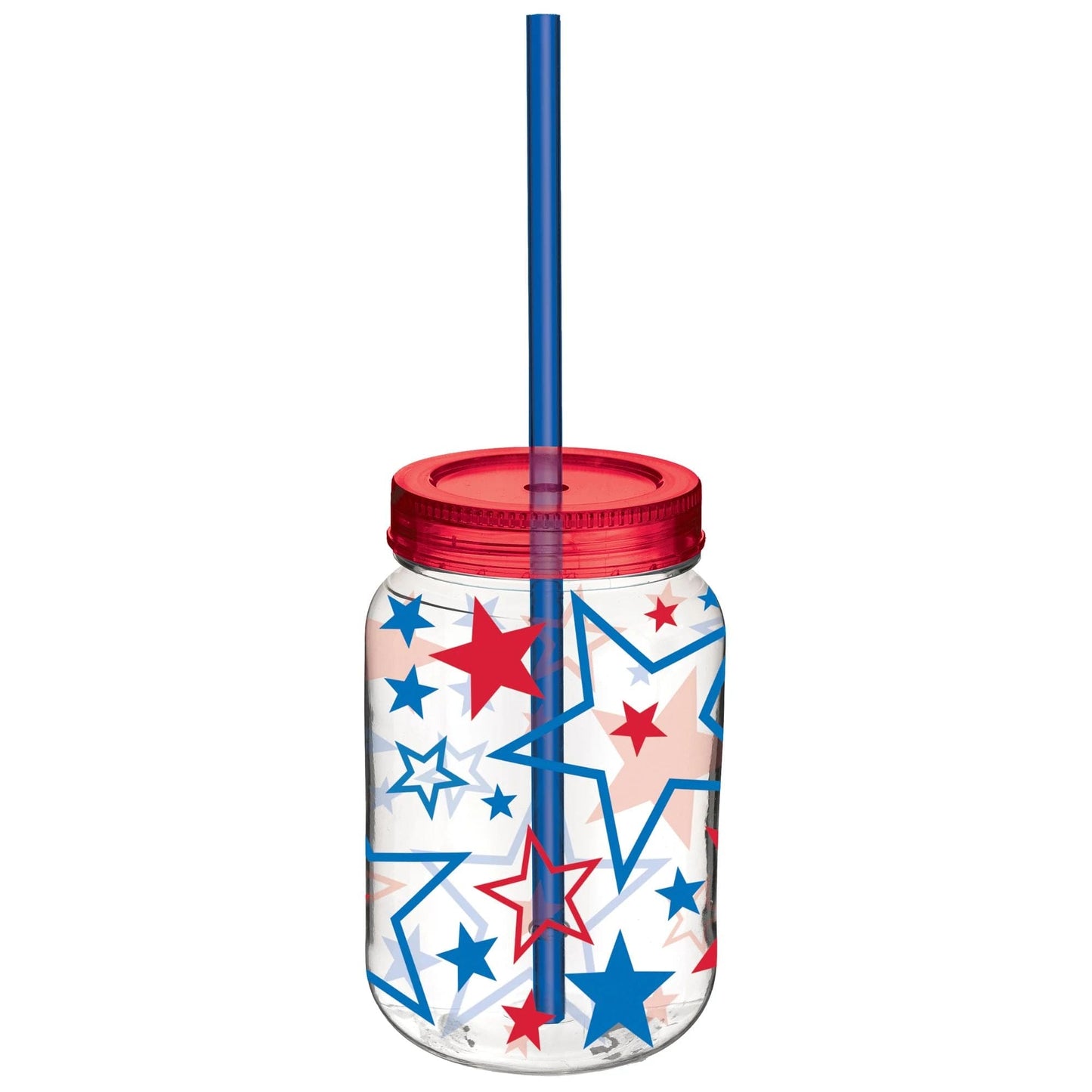 Patriotic Mason Cup w/ Straw
