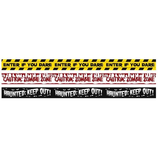 Halloween Fright Plastic Tape Banners 3 Ct