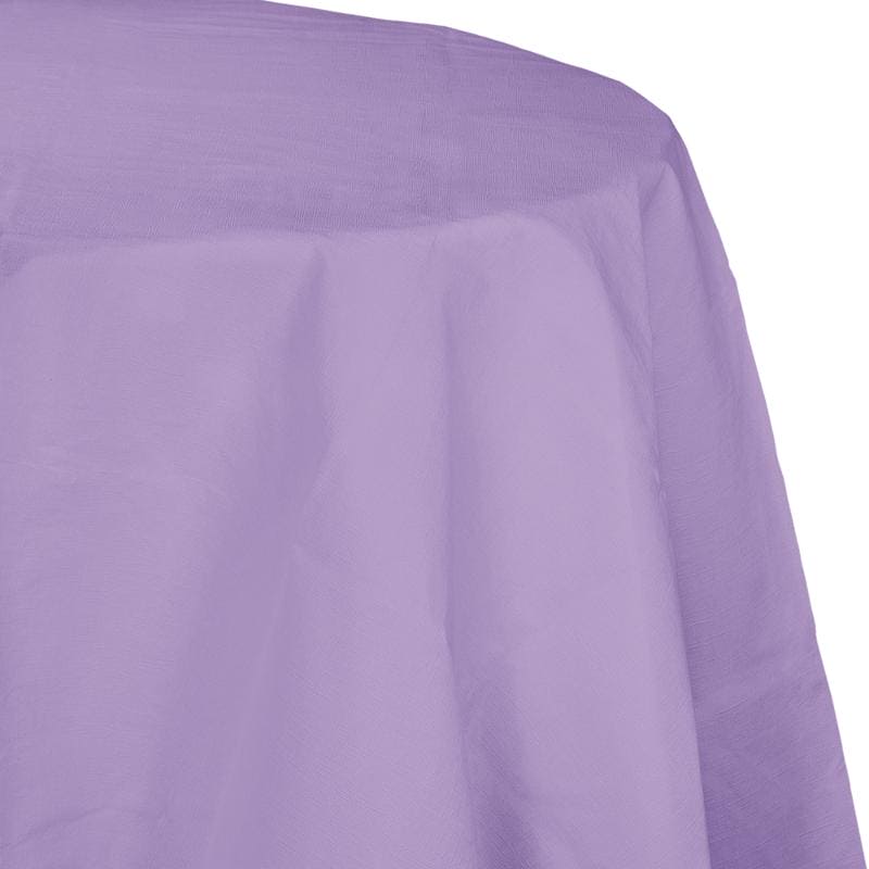 Lavender 82in Round PaperTable Cover Plastic Back