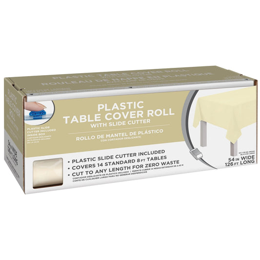 Boxed Plastic Table Roll - 54in x 126ft Vanilla Creme