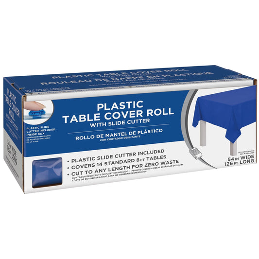 Boxed Plastic Table Roll - 54in x 126ft Bright Royal Blue