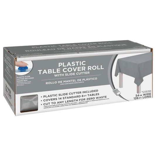 Boxed Plastic Table Roll - 54in x 126ft Silver