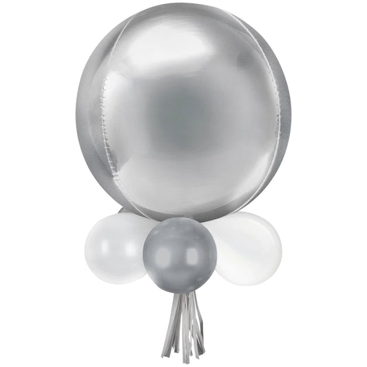 Latex & Foil Orb Balloon Chandelier - Silver 18 Ct