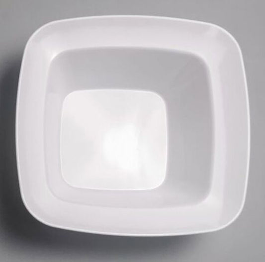 White 12oz Square Rounded Corner Plastic Bowl 10 Ct