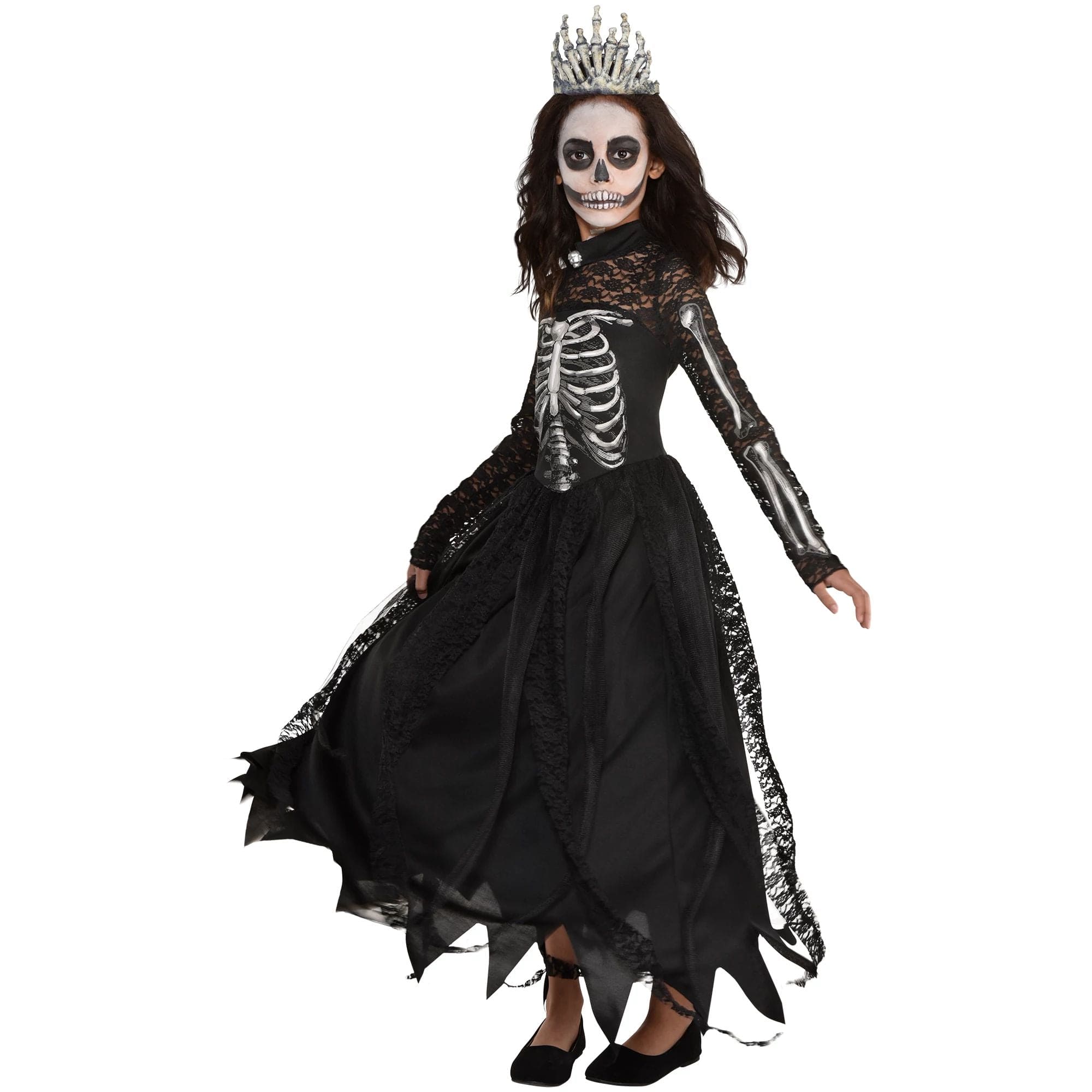 open lace back dress Black 1950s Halloween Skull Rose Sleeveless Dress main image 1