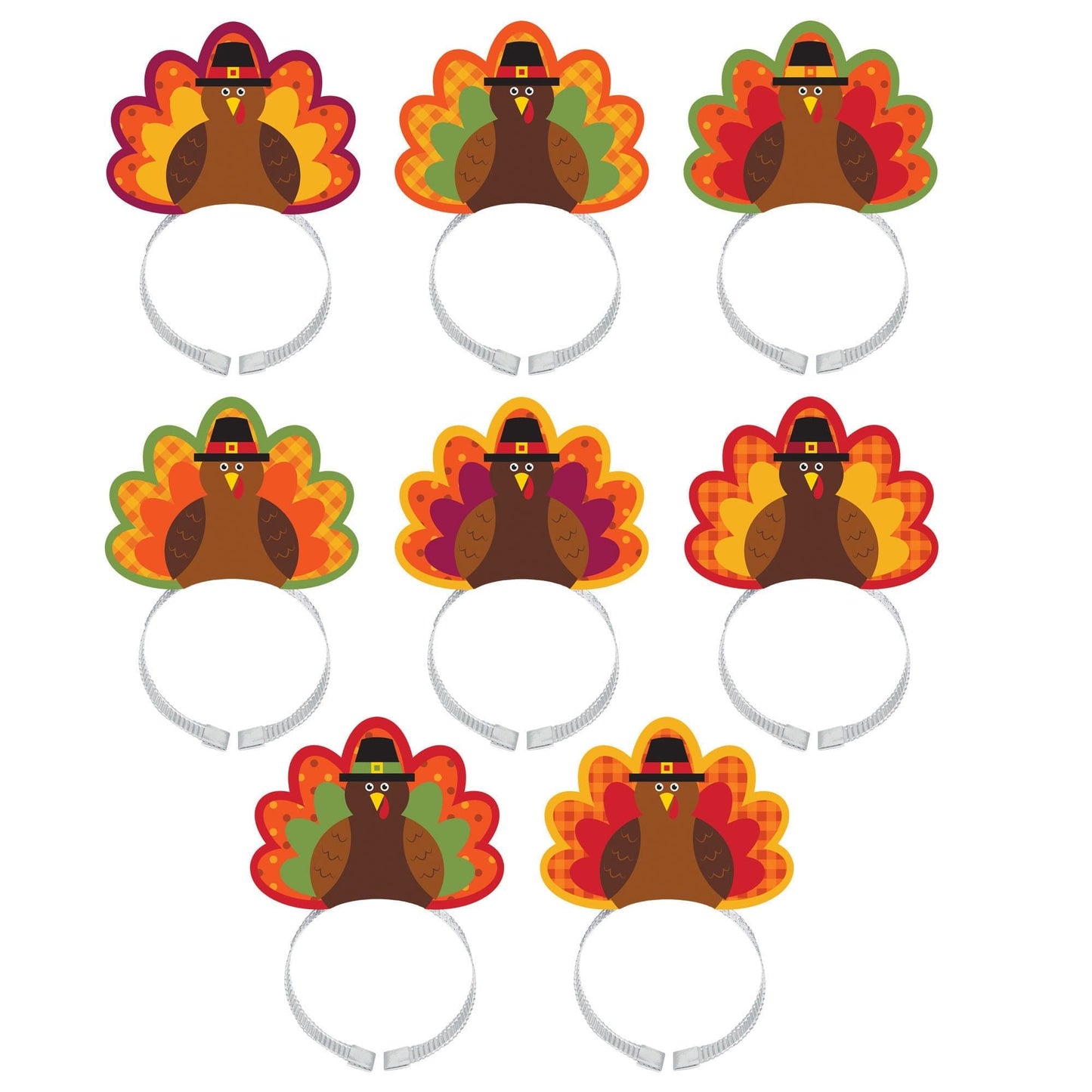 Turkey Paper Headbands 8ct