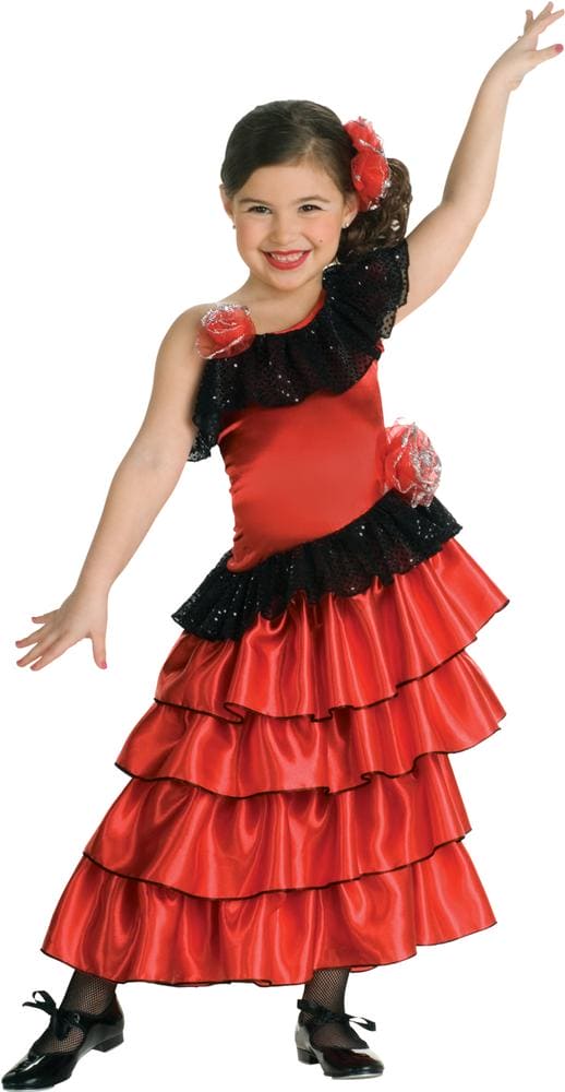 Spanish Flamingo Red Princess Girls Costume