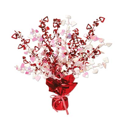 Heart Burst Red and Opalescent Centerpiece