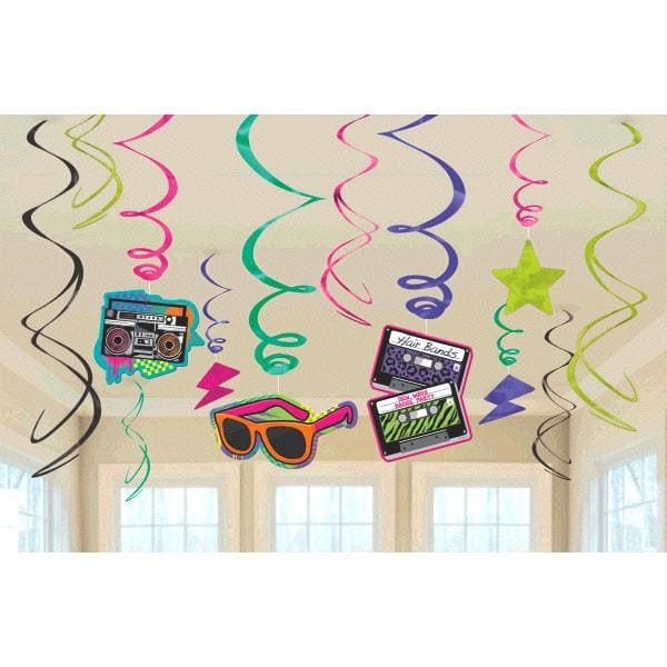 80's Value Pack Swirl Decorations 12 Ct