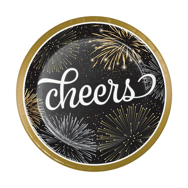 Elegant New Year 7in Round Luncheon Paper Plates 8ct