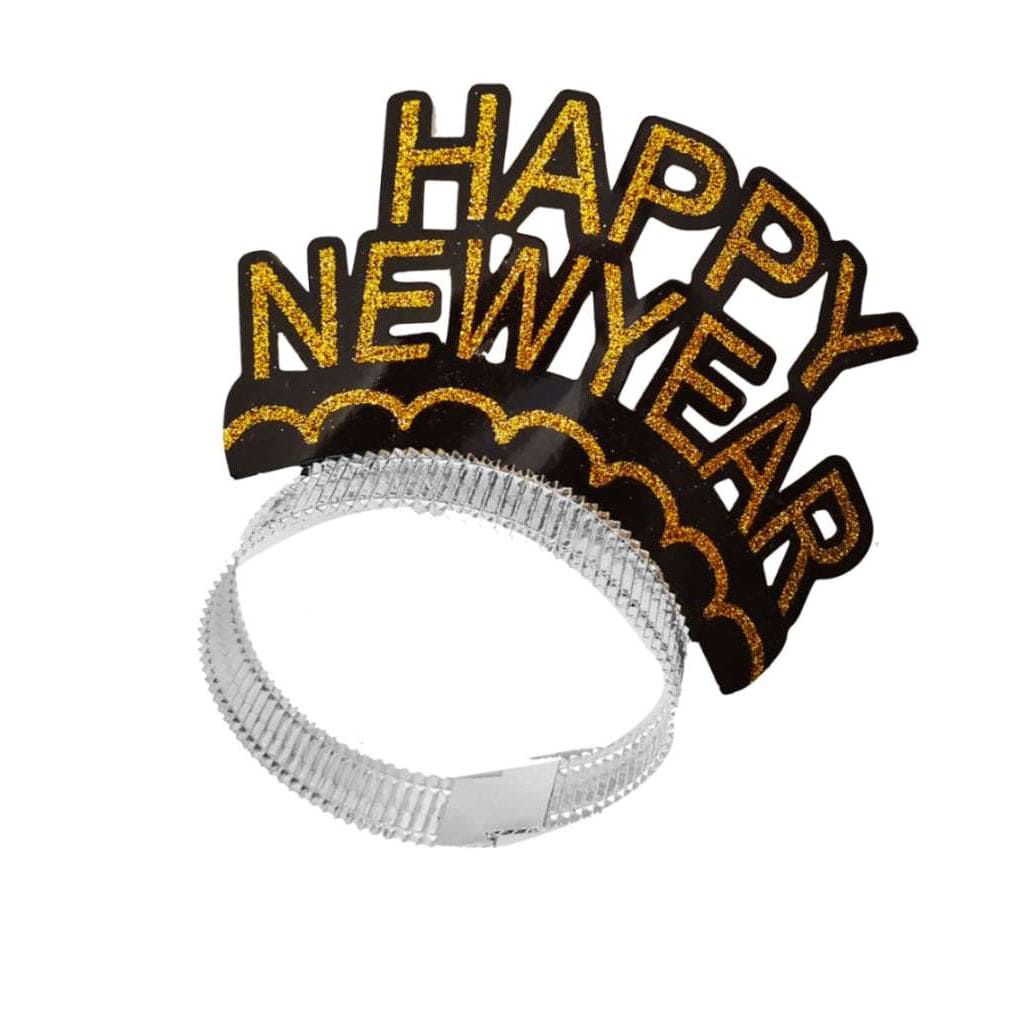 Happy New Year Black/Gold Headbands 3ct