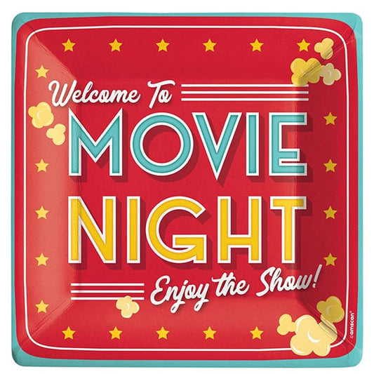 Movie Night 10in Square Banquet Paper Plates 20ct