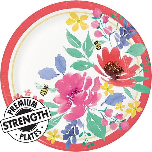 Fragrant Flowers 8.75in Round Dinner Paper Plates 8ct