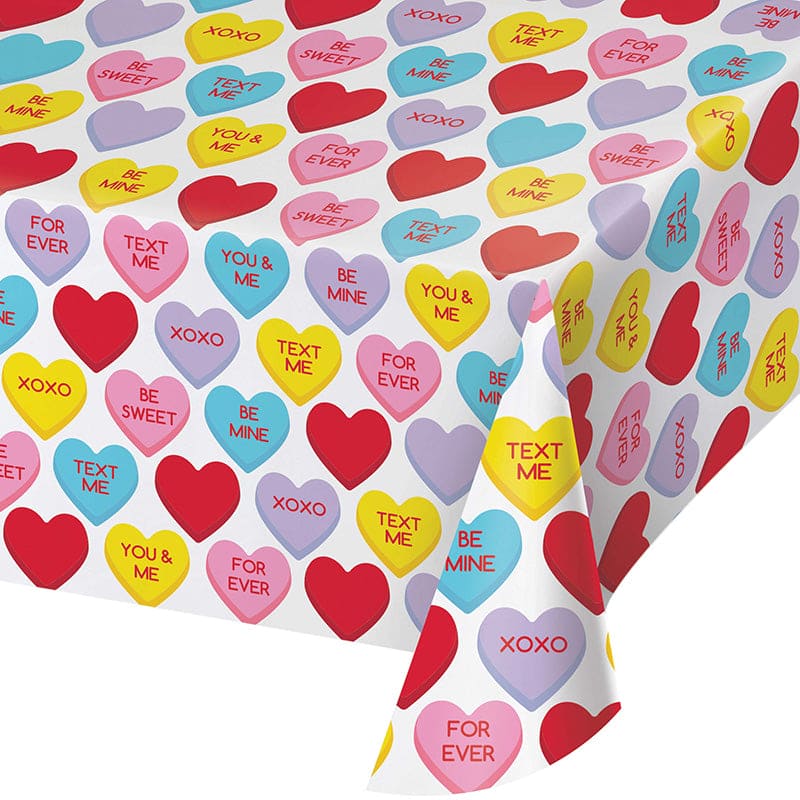Candy Hearts 54 x 102in Plastic Table Cover