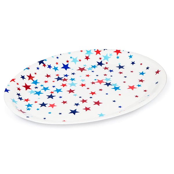 Patriotic Stars Oval 10in x 14in Serving Tray