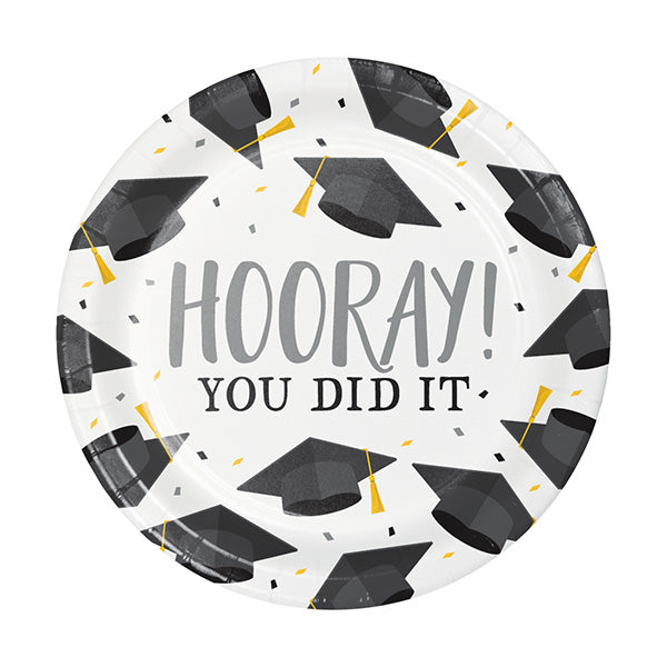 Graduation Fun Hooray 7in Round Luncheon Paper Plates 8ct