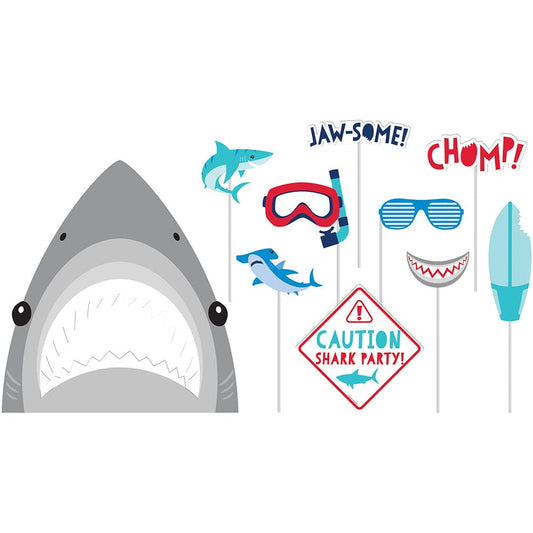 Shark Party Photo Booth Props 10 Ct