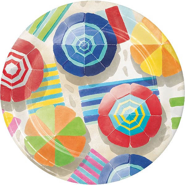 Beach Bum 9in Round Dinner Paper Plates 8 Ct