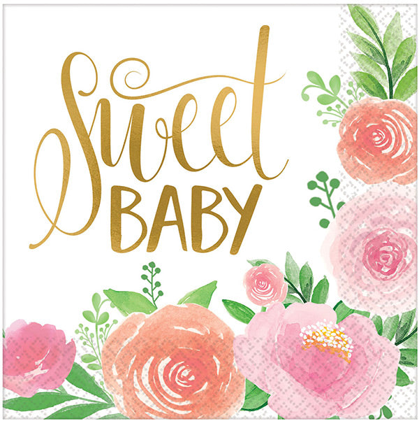 Floral Baby Luncheon Napkins 16 Ct