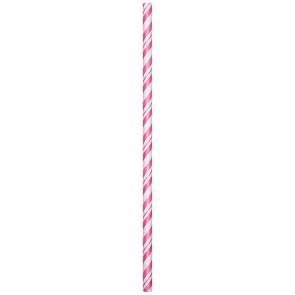 Candy Pink Stripe Paper Straws 24 Ct