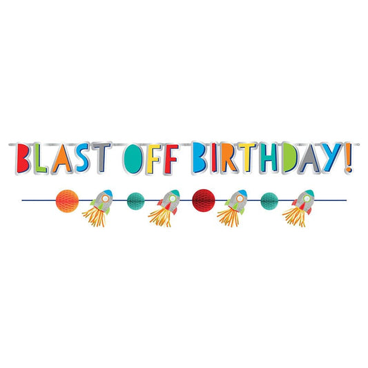 Blast Off Birthday Banner Kit - Printed Paper 2 Ct