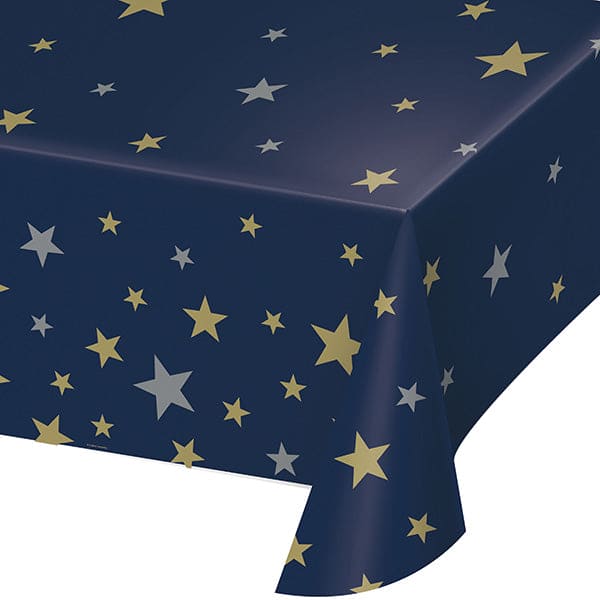 Starry Night and Gold Stars Plastic Table Cover