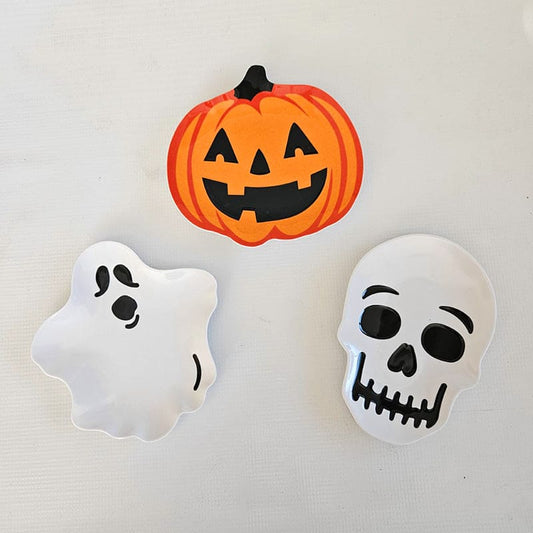 Halloween Appetizer 7in Plate Pumpkin Ghost or Skull