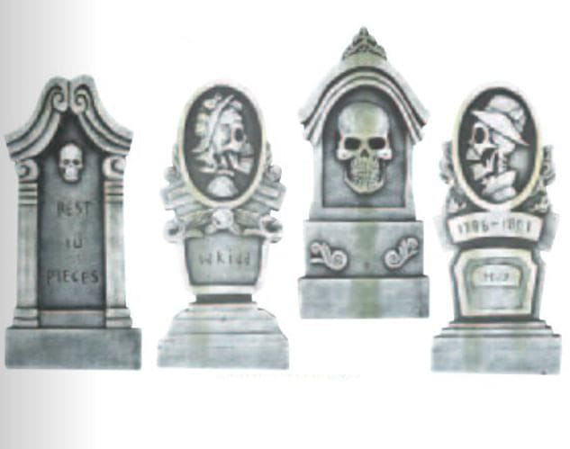 4 Piece Skeleton Tombstone Kit Set 4 ct