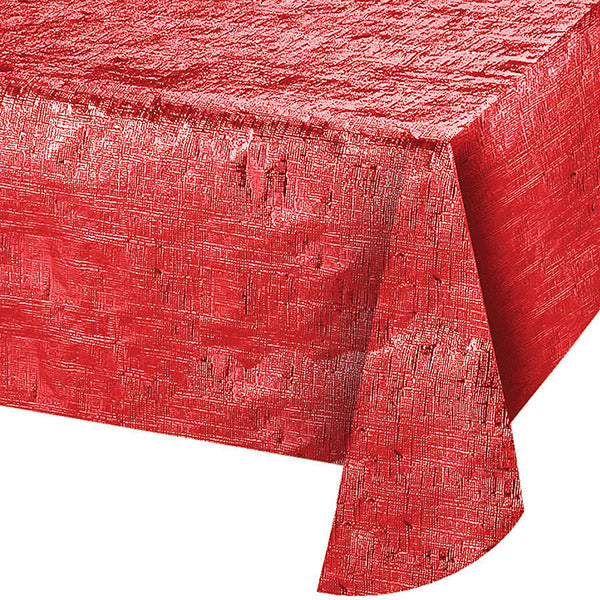 Red Metallic Foil 54 x 108in Table Cover