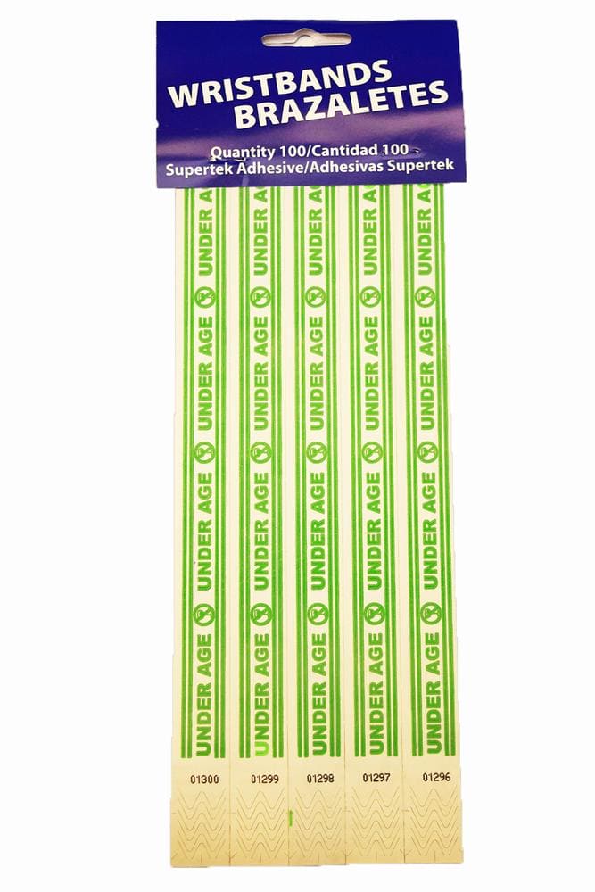 Lime "Under Age" Wristbands - 100ct
