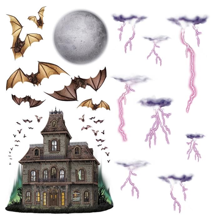 Haunted House & Night Sky Backdrop Props