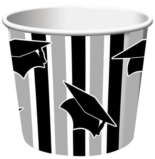 Black & Gray Stripe Graduation Treat Cups