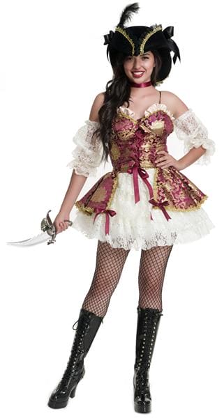 Lacy Moulin Rouge Pirate Adult Costume - Party Depot Store