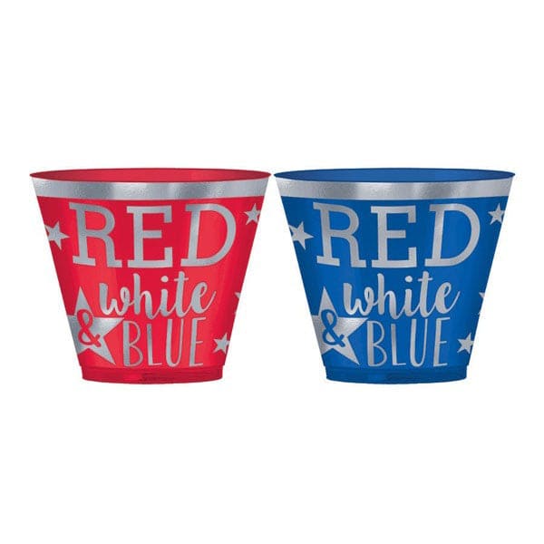 Red & Blue Hot Stamp Plastic 9oz Tumblers 30 Ct