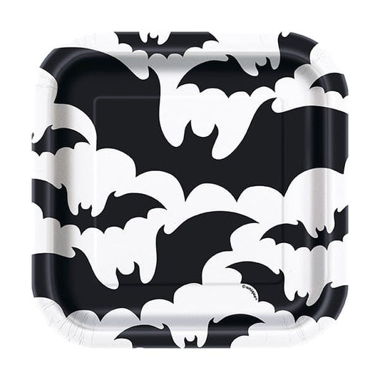 Black Bats 7in Square Luncheon Paper Plates 8ct
