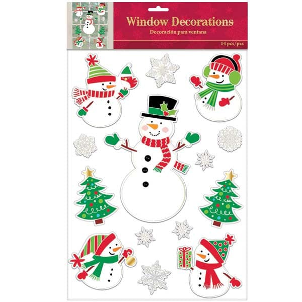 Traditional Snowman Window Decorations