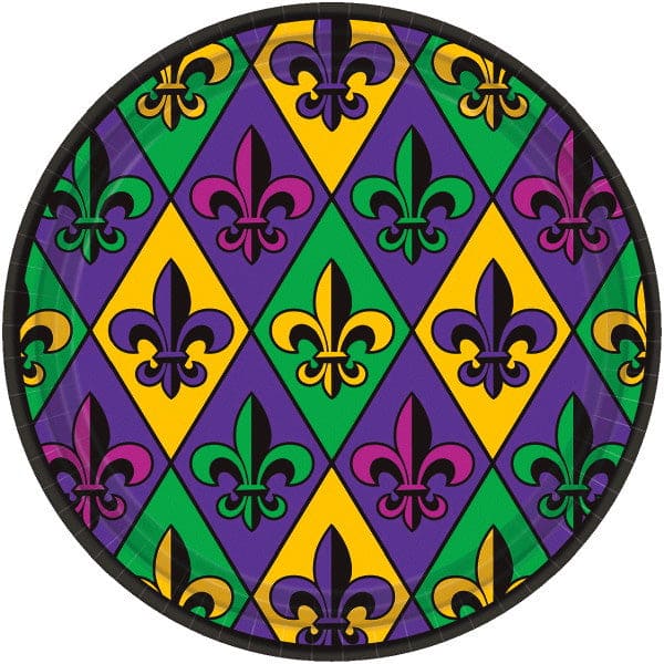 Fleur de Lis 9in Round Dinner Paper Plates 18 Ct