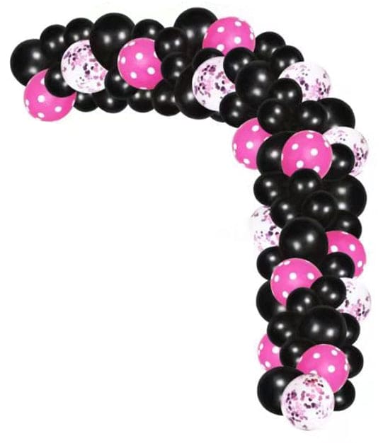16 Foot Air-Filled DIY Black and Pink Balloon Garland Kit 60pc