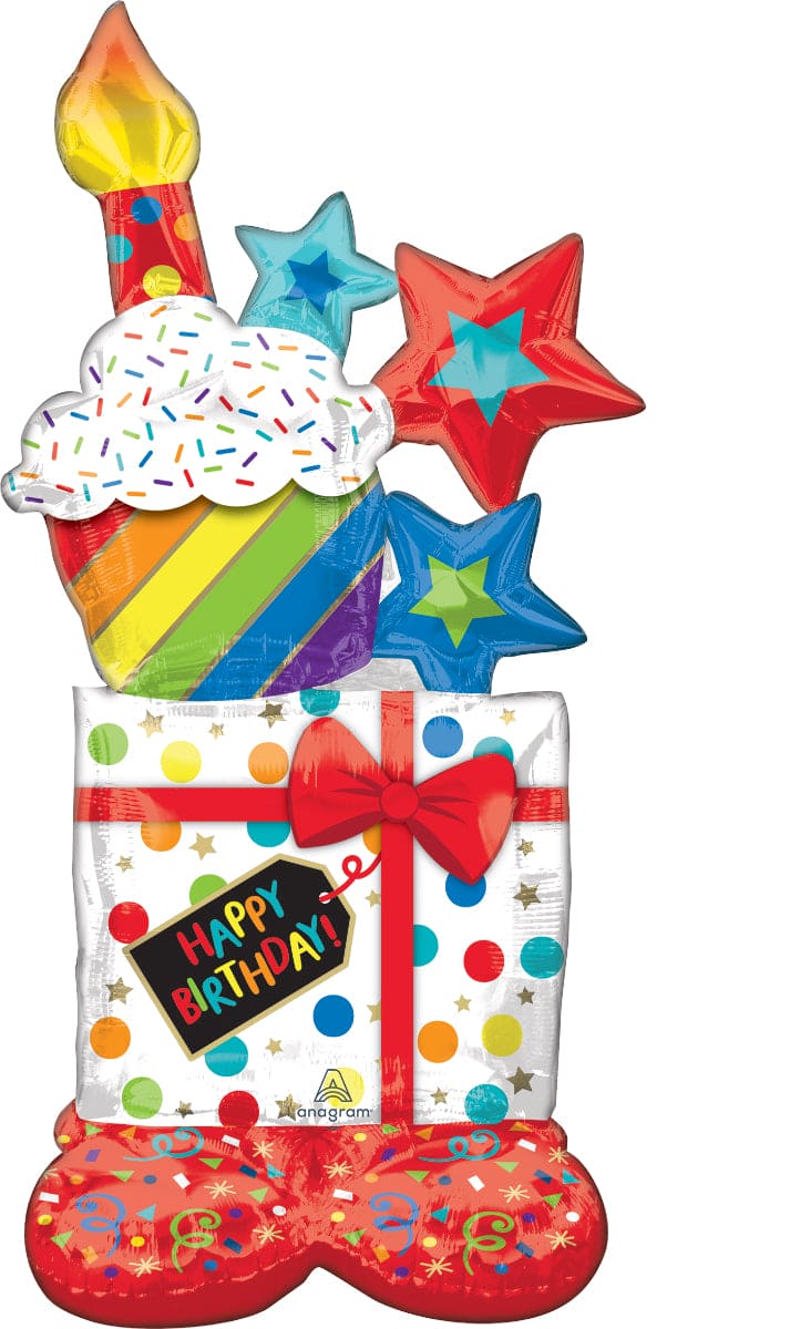 Stacked Birthday Icons Air Filled 55in Airloonz Balloon