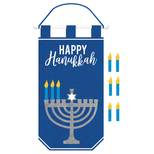 Hanukkah Banner w/Candle Add-Ons, Rod & Rope Hanger