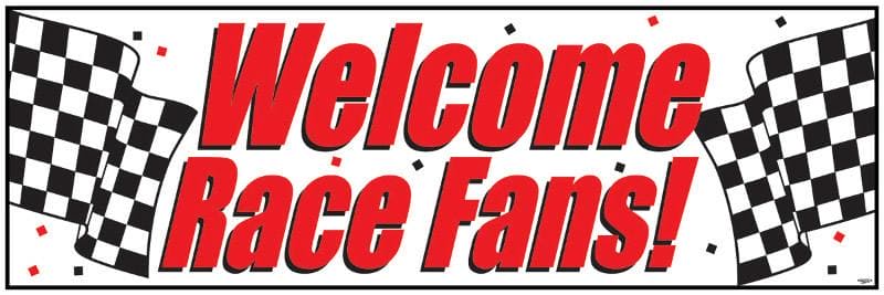 Black & White Check Welcome Race Fans Giant Party Banner
