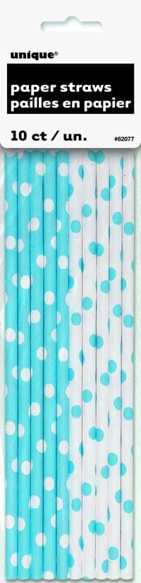 Light Blue Dots Paper Straws