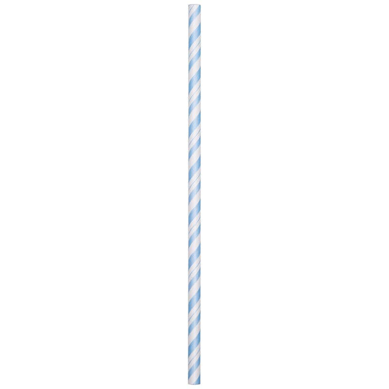 White and Pastel Blue Stripe Paper Straws