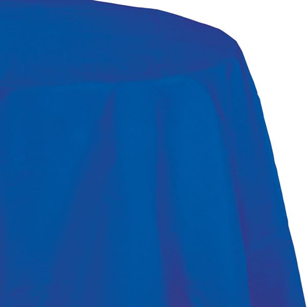 Cobalt Blue 82in Round Paper Table Cover Plastic Back