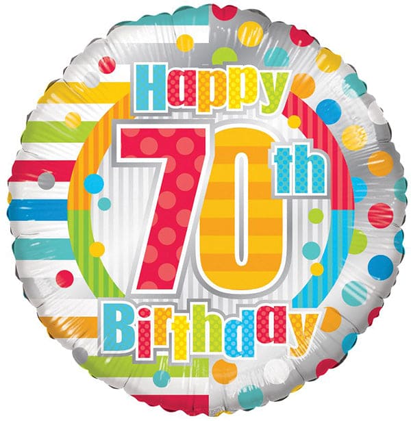70th Birthday Polka Dots 18in Metallic Balloon