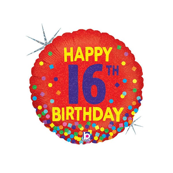16th Birthday Confetti 18in Mylar Balloon